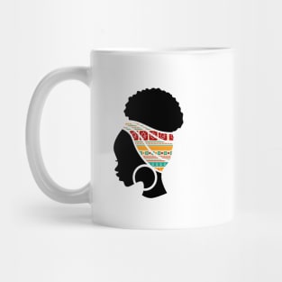 Afro Hair Woman with African Pattern Headwrap Mug